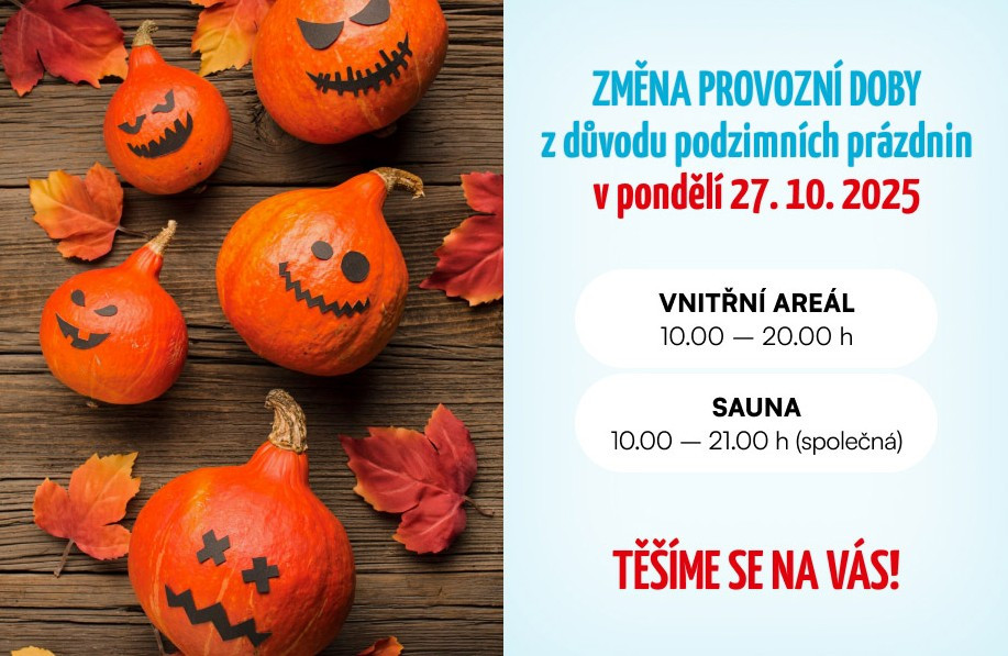 Podzimní prázdniny - změna provozní doby