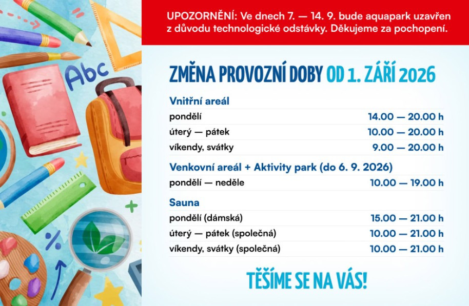 Změna otevírací doby – září 2026